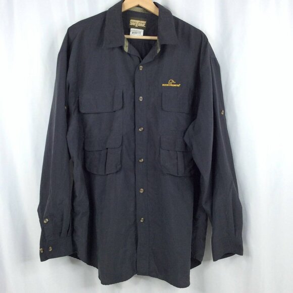 Ducks Unlimited SafTbak Shirt Mens Size XL Cargo Pocket Fowl Bird Hunting Gray - Picture 1 of 4